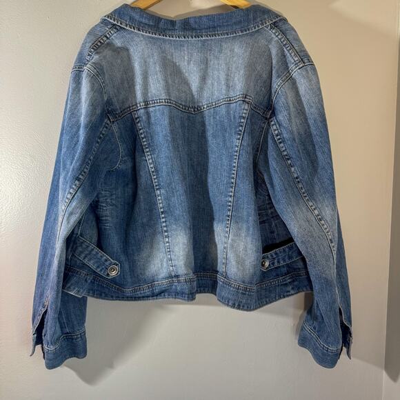 Lane Bryant Classic Stretch Denim Plus Size 22 Wash Jean Jacket Y2K - Picture 6 of 8